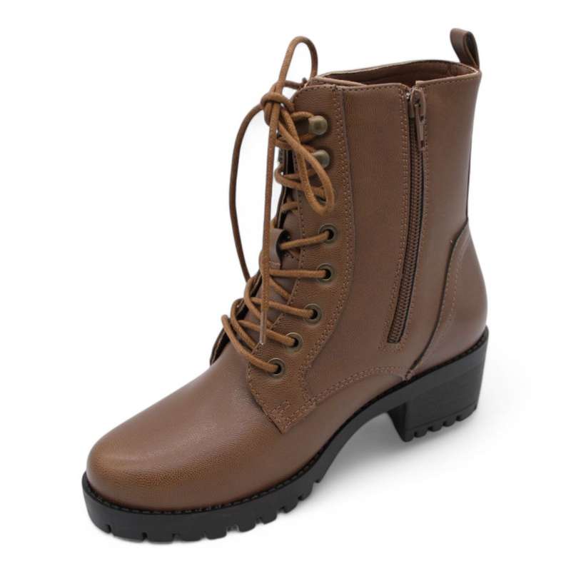 ALXIR Women Block Heel Ankle Boots with Lace and Side Zipper PSL4188