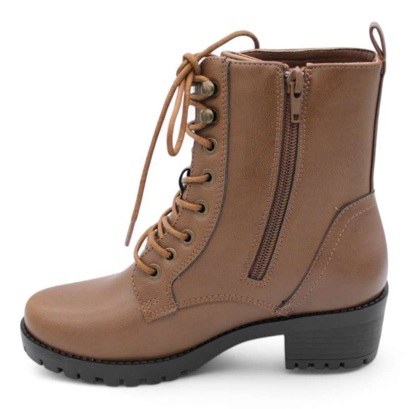 ALXIR Women Block Heel Ankle Boots with Lace and Side Zipper PSL4188