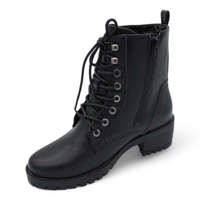 ALXIR Women Block Heel Ankle Boots with Lace and Side Zipper PSL4188
