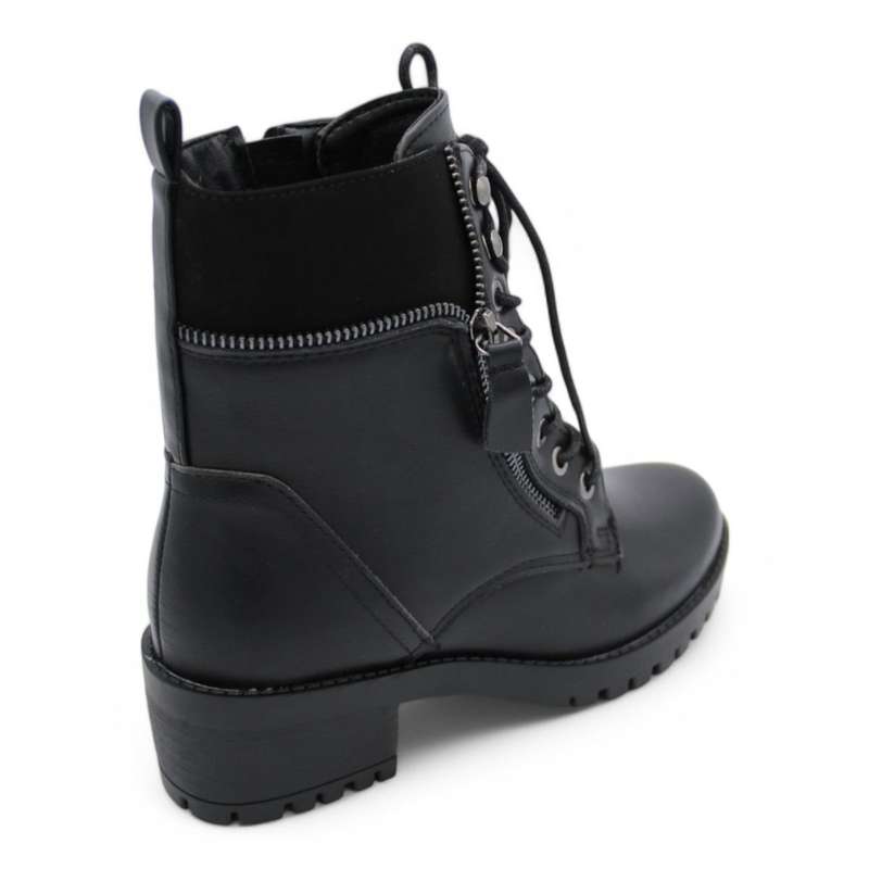 ALXIR Women Block Heel Ankle Boots with Lace and Side Zipper PSL4188