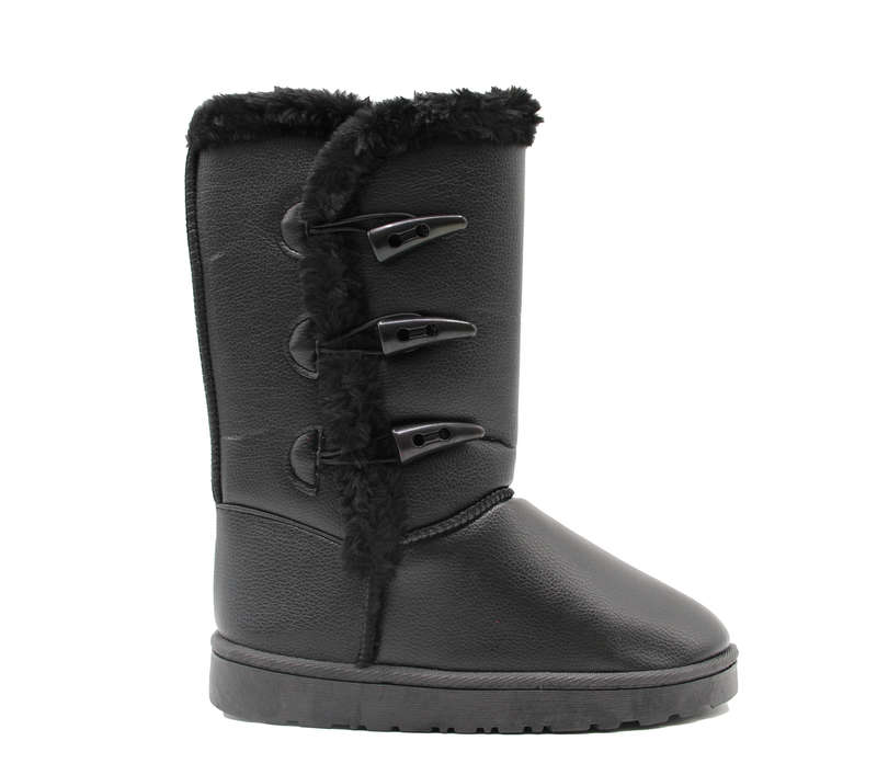 TTP Women's Three Button PU Mid-Calf Polar Boots