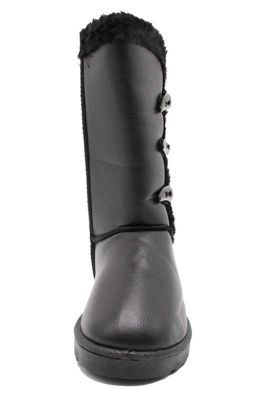 TTP Women's Three Button PU Mid-Calf Polar Boots