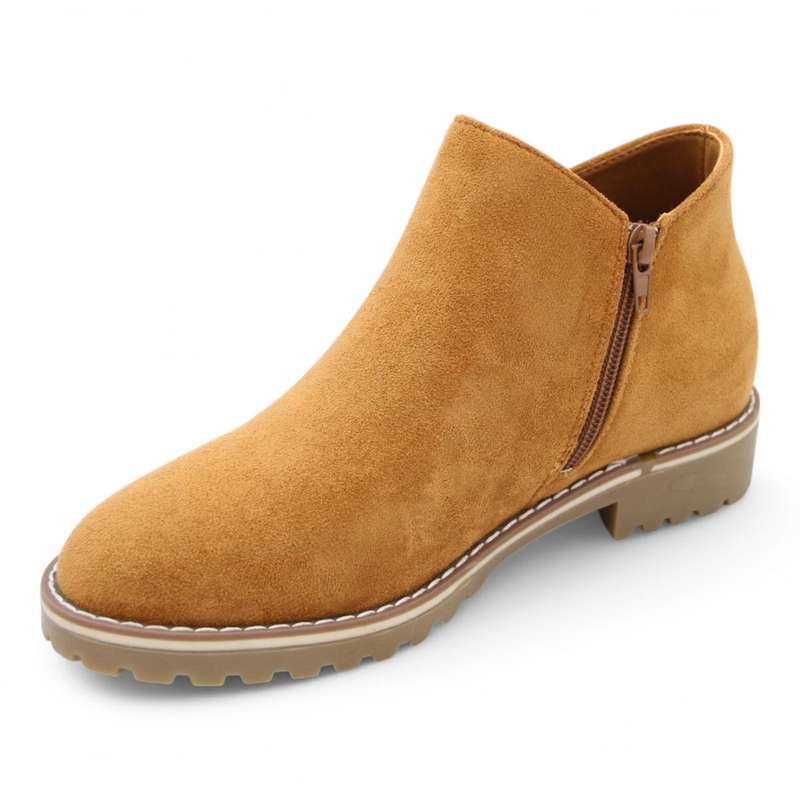 TTP Women Round Toe Ankle Boots with Side Zipper HT241008