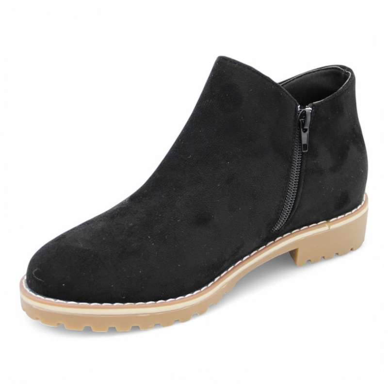 TTP Women Round Toe Ankle Boots with Side Zipper HT241008