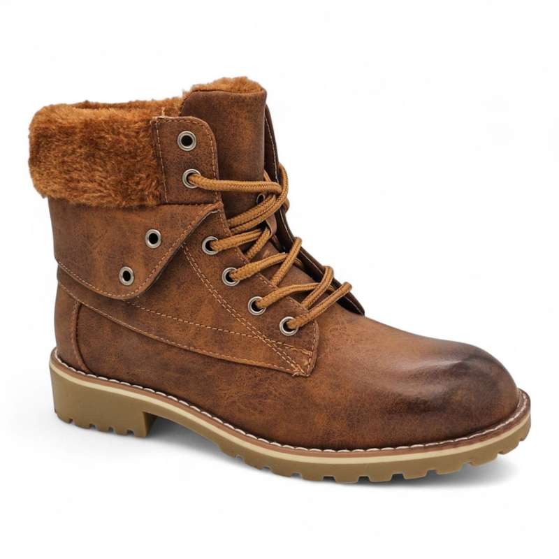 TTP Women's Lace up Ankle Boots with Faux Fur Lining HT8508