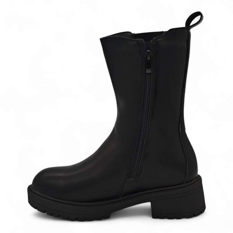 TTP Women's Mid Calf Boot with Elastic side Panel and Zipper HTA06