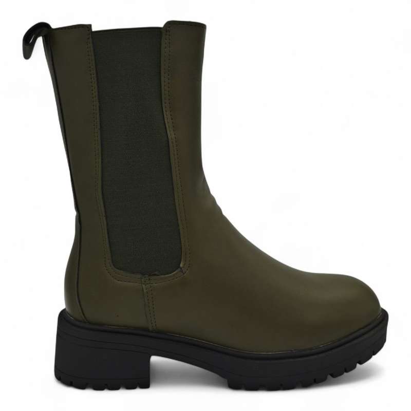 TTP Women's Mid Calf Boot with Elastic side Panel and Zipper HTA06