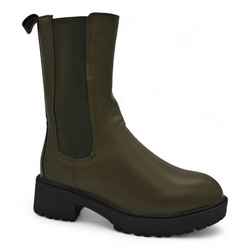 TTP Women's Mid Calf Boot with Elastic side Panel and Zipper HTA06