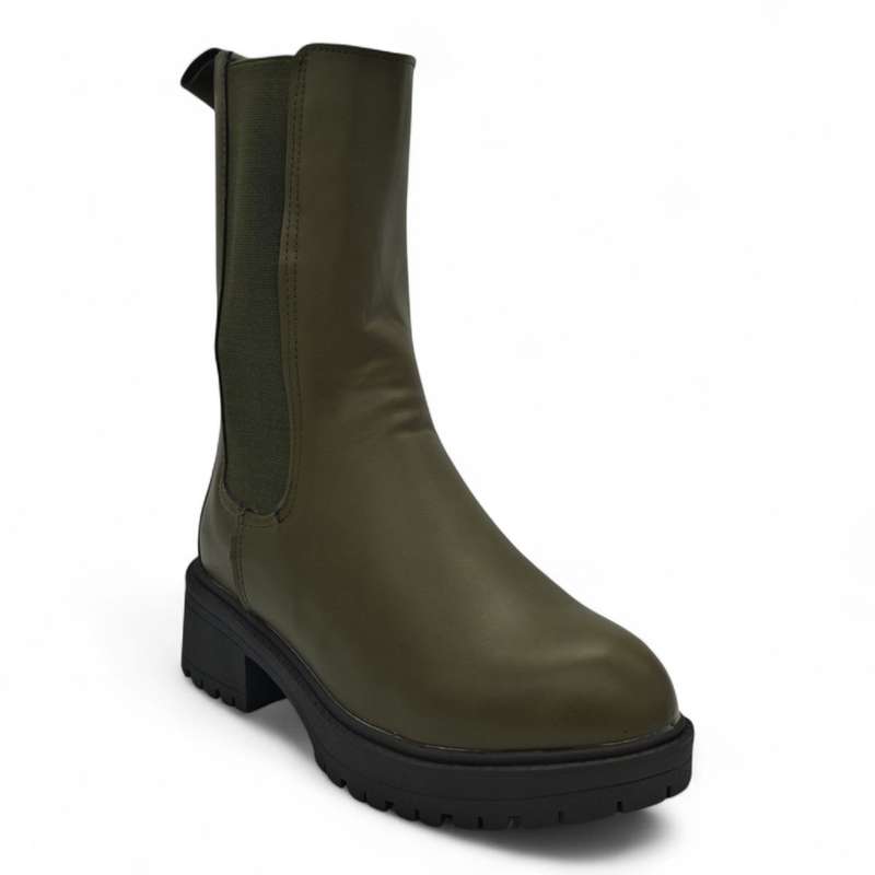 TTP Women's Mid Calf Boot with Elastic side Panel and Zipper HTA06