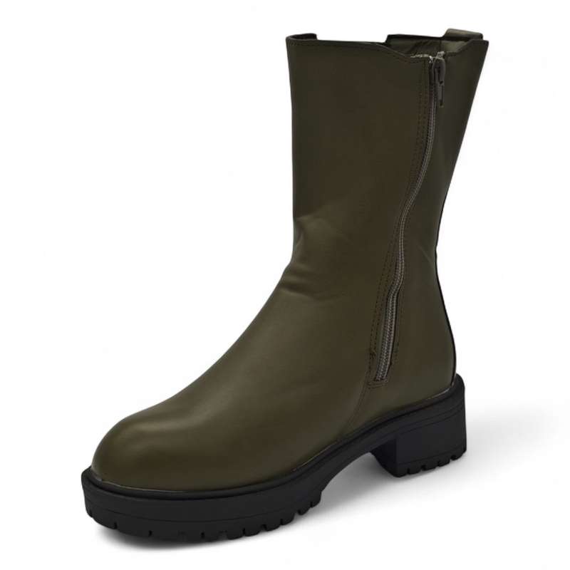 TTP Women's Mid Calf Boot with Elastic side Panel and Zipper HTA06