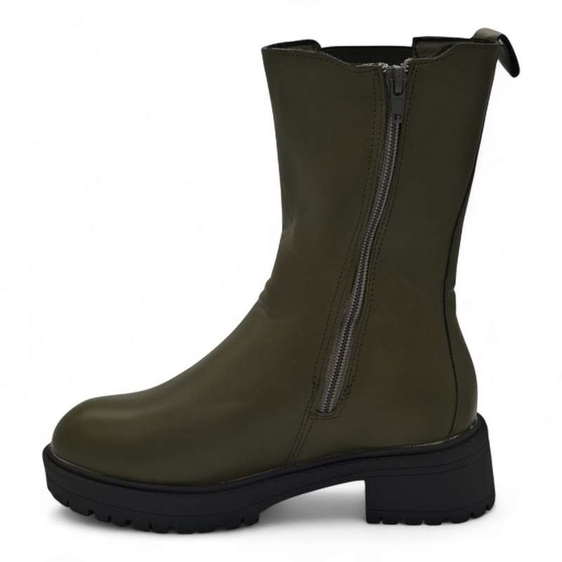 TTP Women's Mid Calf Boot with Elastic side Panel and Zipper HTA06