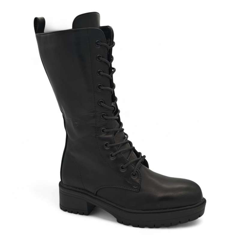 TTP Women's Platform Mid Calf Boots with Lace and Side Zipper HTA08