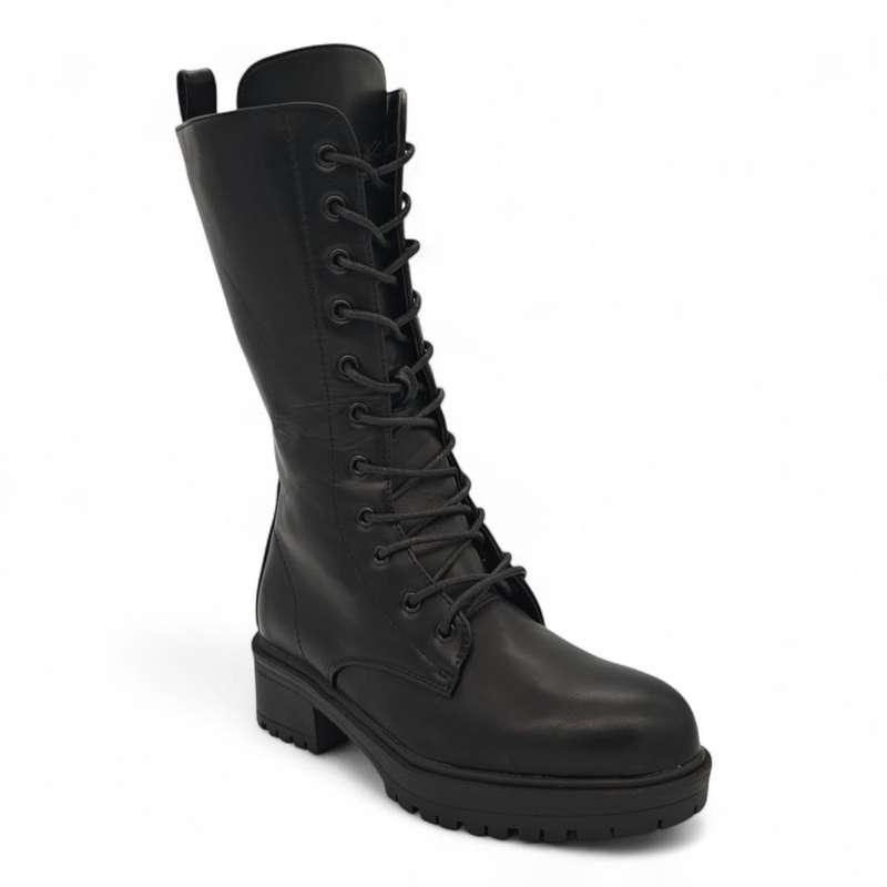 TTP Women's Platform Mid Calf Boots with Lace and Side Zipper HTA08
