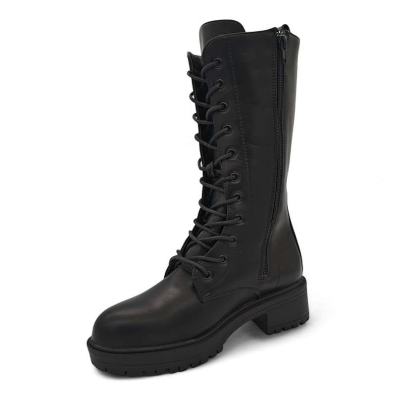 TTP Women's Platform Mid Calf Boots with Lace and Side Zipper HTA08