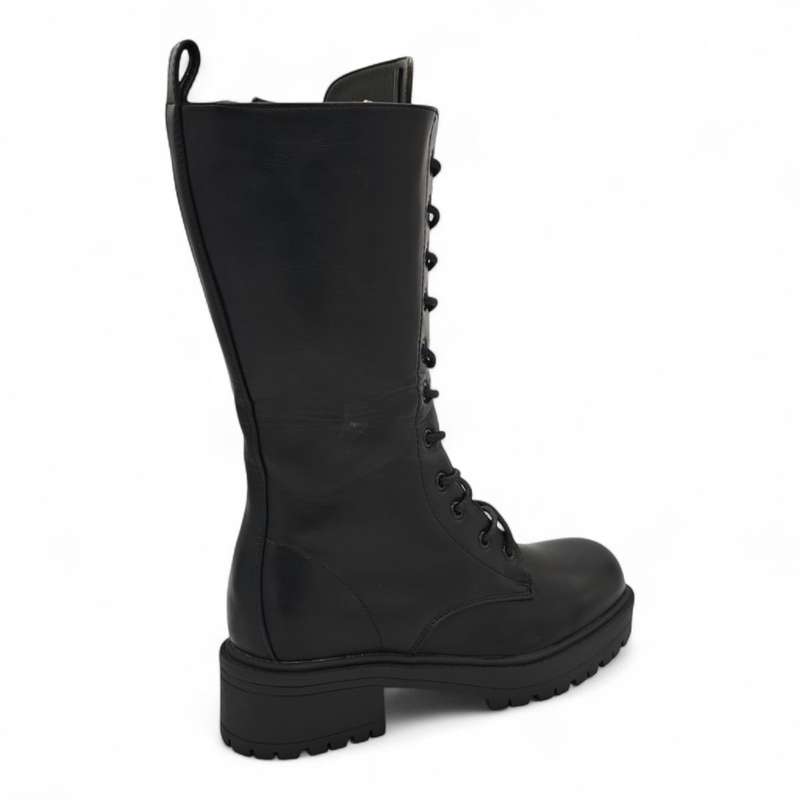 TTP Women's Platform Mid Calf Boots with Lace and Side Zipper HTA08