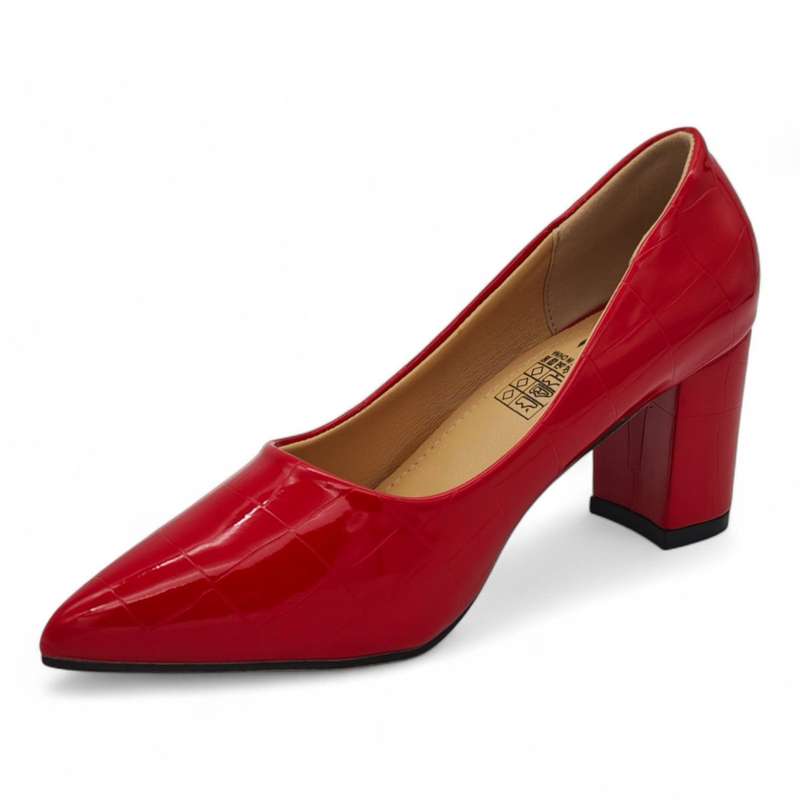 TTP Patent PU Block Heel with Croc Embossed HTG-06