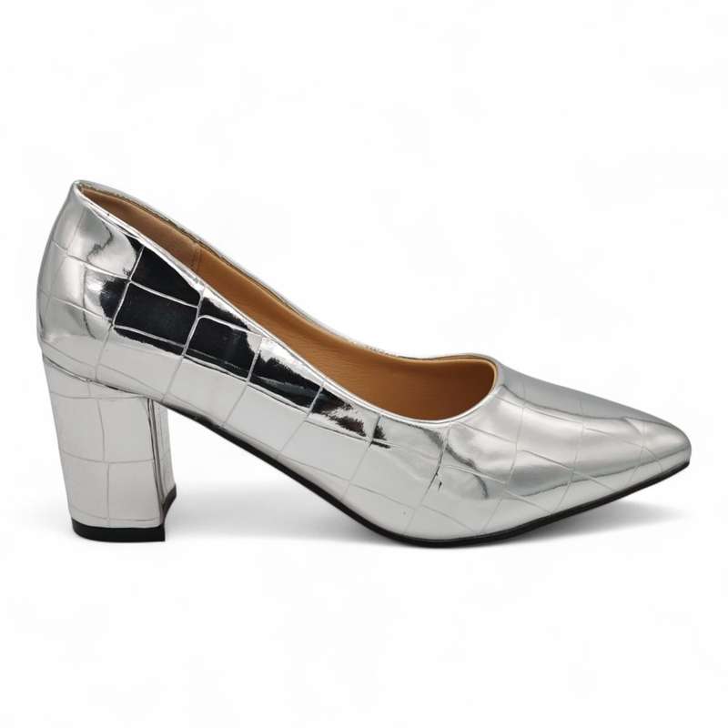TTP Patent PU Block Heel with Croc Embossed HTG-06