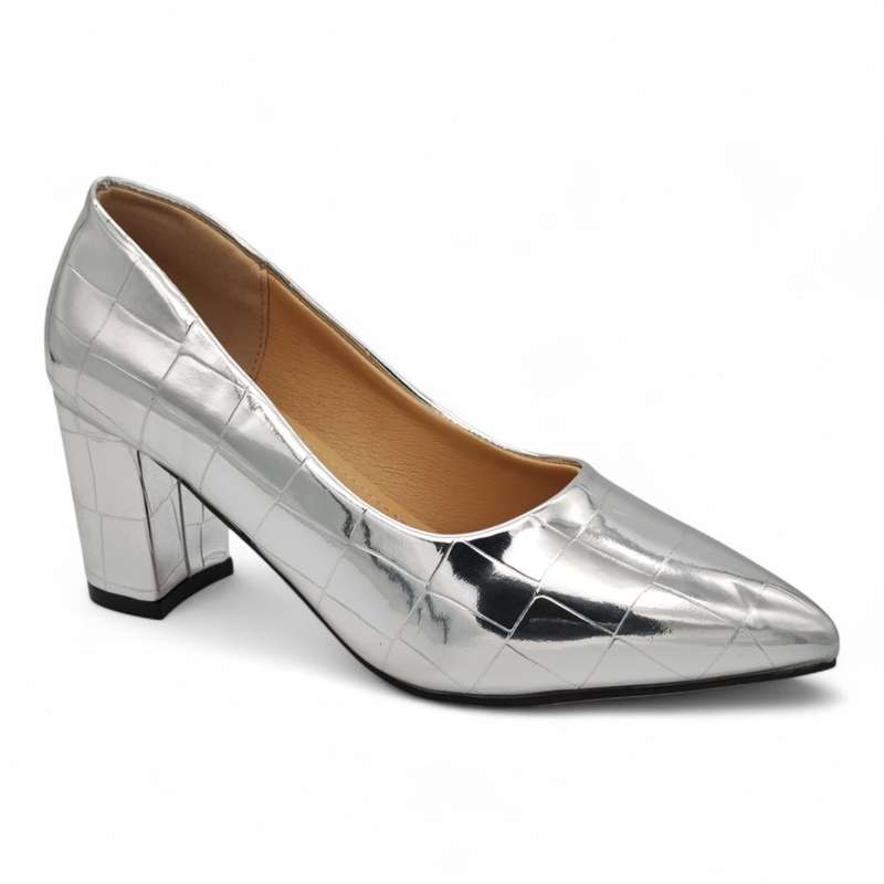 TTP Patent PU Block Heel with Croc Embossed HTG-06