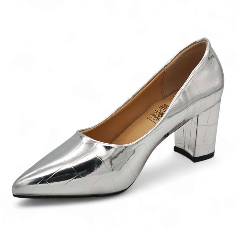 TTP Patent PU Block Heel with Croc Embossed HTG-06