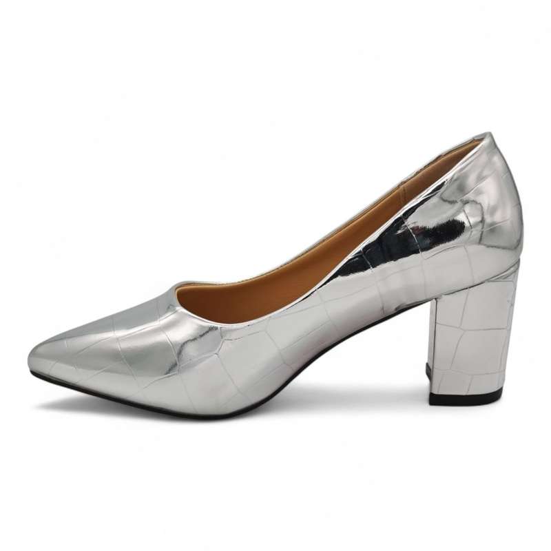 TTP Patent PU Block Heel with Croc Embossed HTG-06