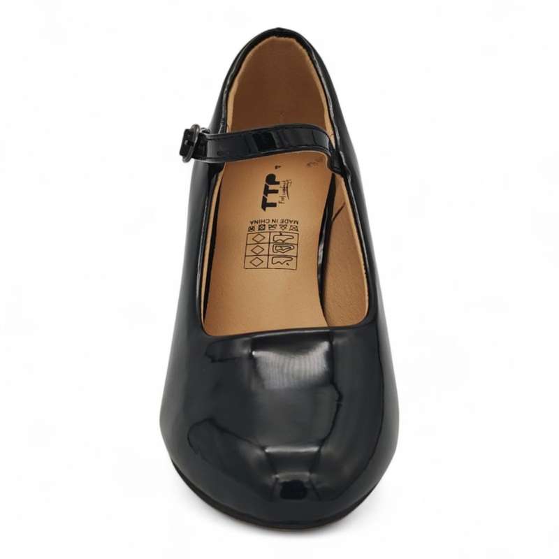 TTP Patent PU Almond Toe Block Heel with Buckle Strap HTG-07