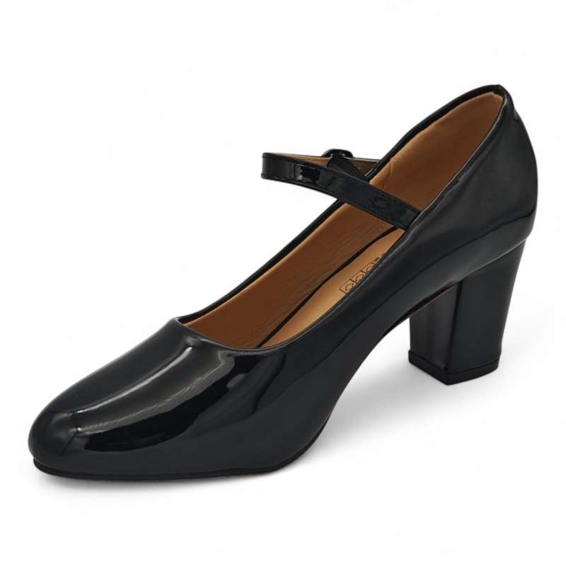 TTP Patent PU Almond Toe Block Heel with Buckle Strap HTG-07