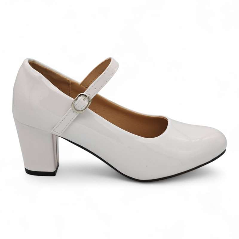 TTP Patent PU Almond Toe Block Heel with Buckle Strap HTG-07