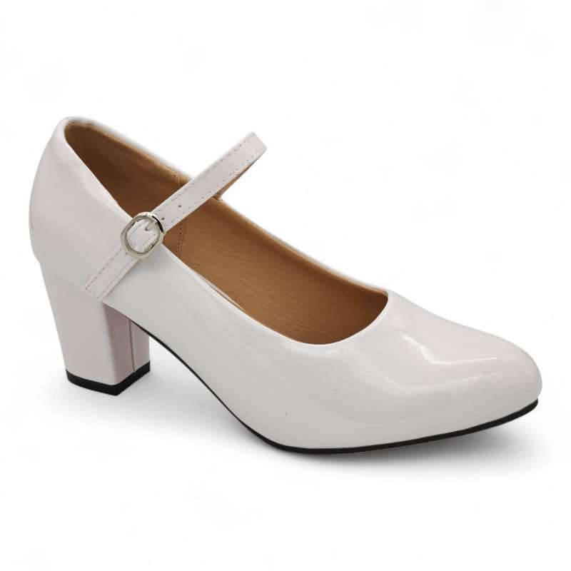 TTP Patent PU Almond Toe Block Heel with Buckle Strap HTG-07