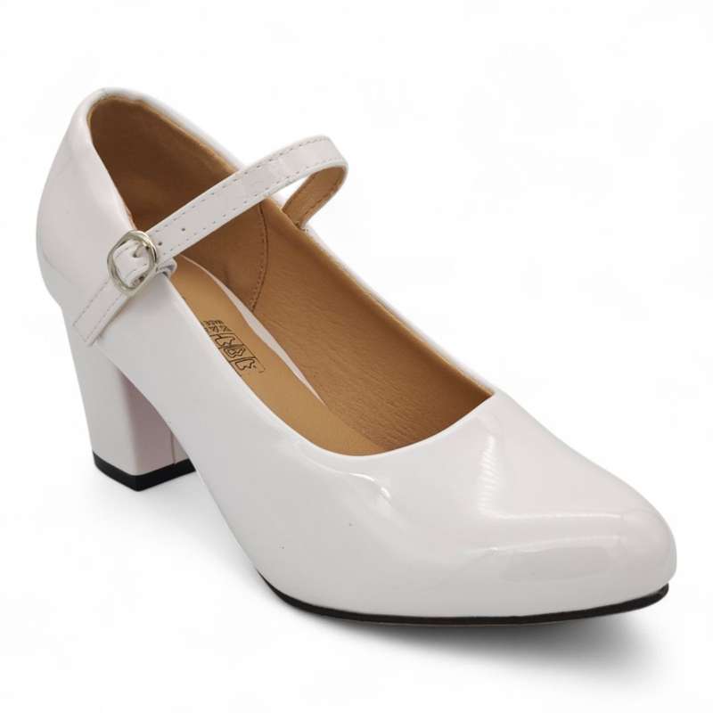 TTP Patent PU Almond Toe Block Heel with Buckle Strap HTG-07