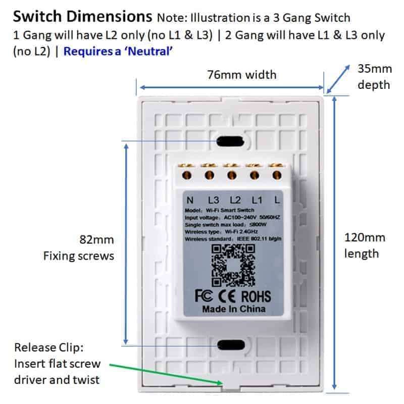 Smart Light Dimmer Light Switch Tuya WiFi