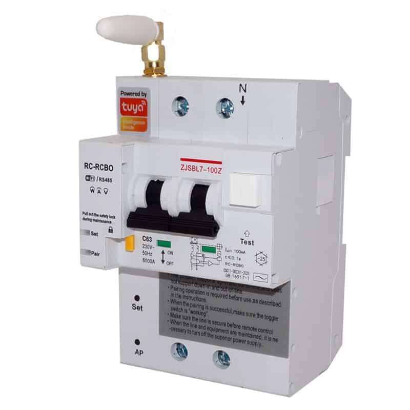 Smart Circuit Breaker 2 Pole 63A 230VAC RCBO Isolator | Consumption Monitor | WiFi Tuya