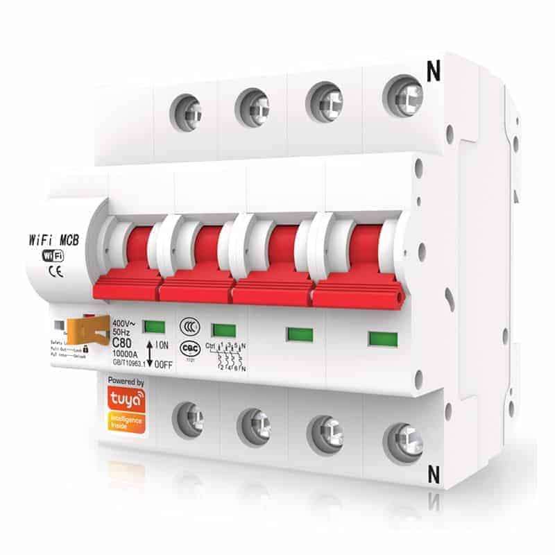 Smart Circuit Breaker 4 Pole 100A 380VAC MCB Isolator | WiFi Tuya