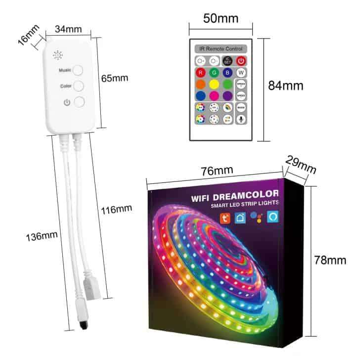 Smart 5m LED Strip Light 5050 RGBIC Wifi + Remote | Tuya Smart Life