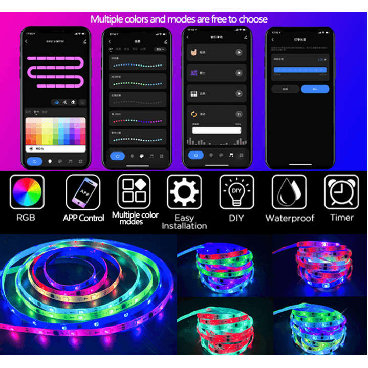 Smart 5m LED Strip Light 5050 RGBIC Wifi + Remote | Tuya Smart Life