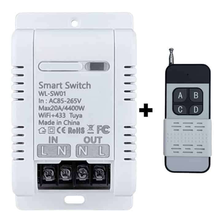 Smart Switch Basic 20A, Wifi + 433Mhz | 1000m Range | Tuya Smart Life