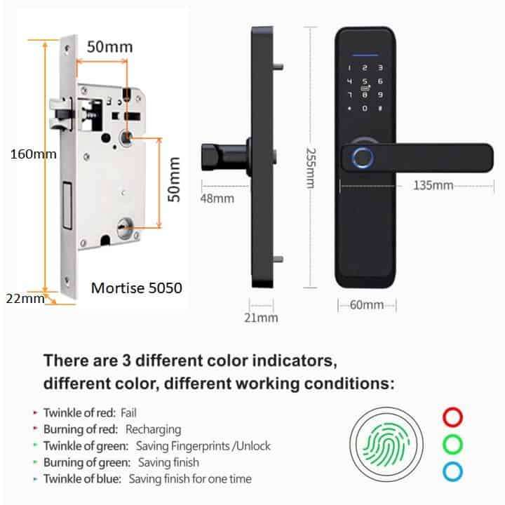 Smart Door Lock, X2 Fingerprint, Card, Key, Code | WiFi Tuya Smart Life