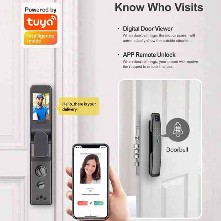 Smart S924max Door Lock, Facial Recognition, Fingerprint, Card, Code, Key | WiFi Tuya Smart Life