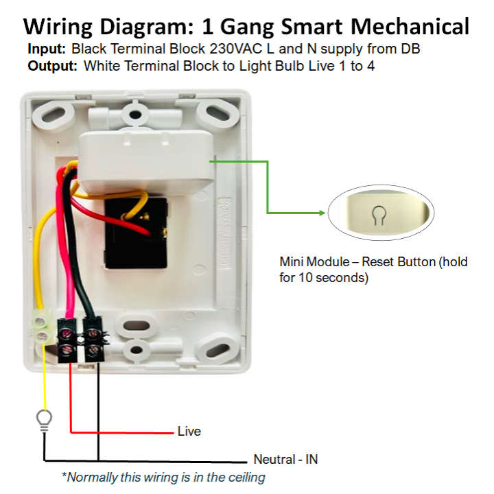 Smart WiFi Mechanical Light Switch, 1 Gang | Neutral Wire + BT | WiFi Tuya Smart Life