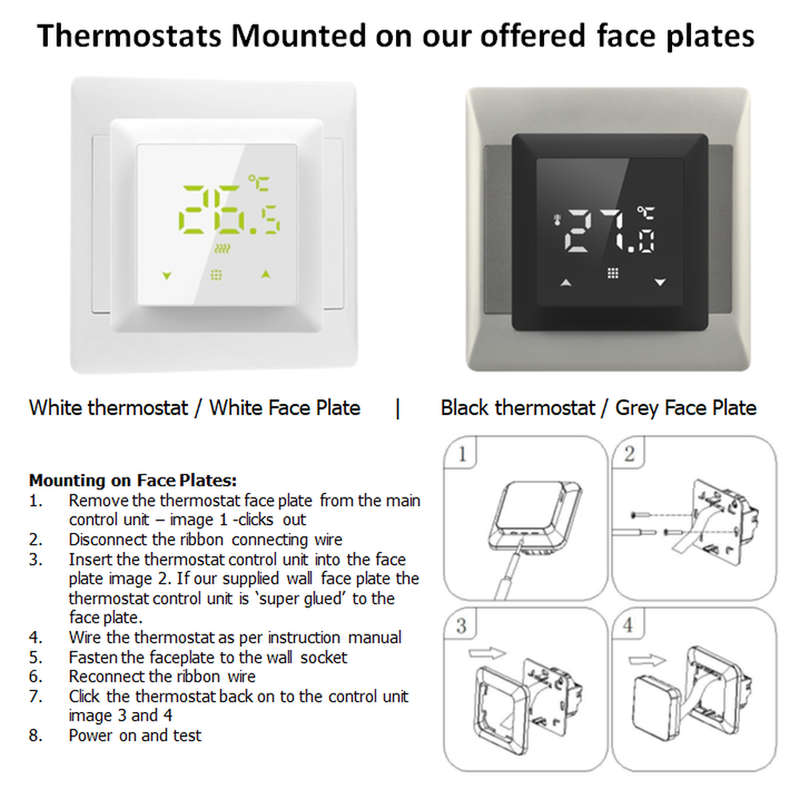 Wall Face Plate 4x4 | Mounting Thermostat Underfloor Heating Controller | White or Grey