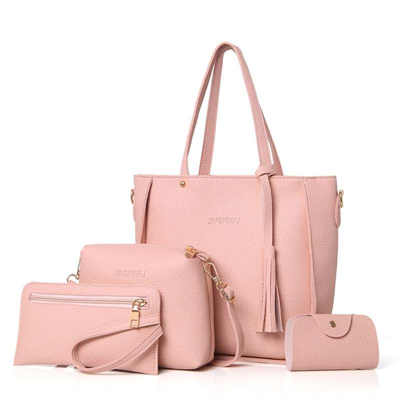4pcs Set Women Shoulder Bag PU Leather Satchel Clutch Handbag Tote