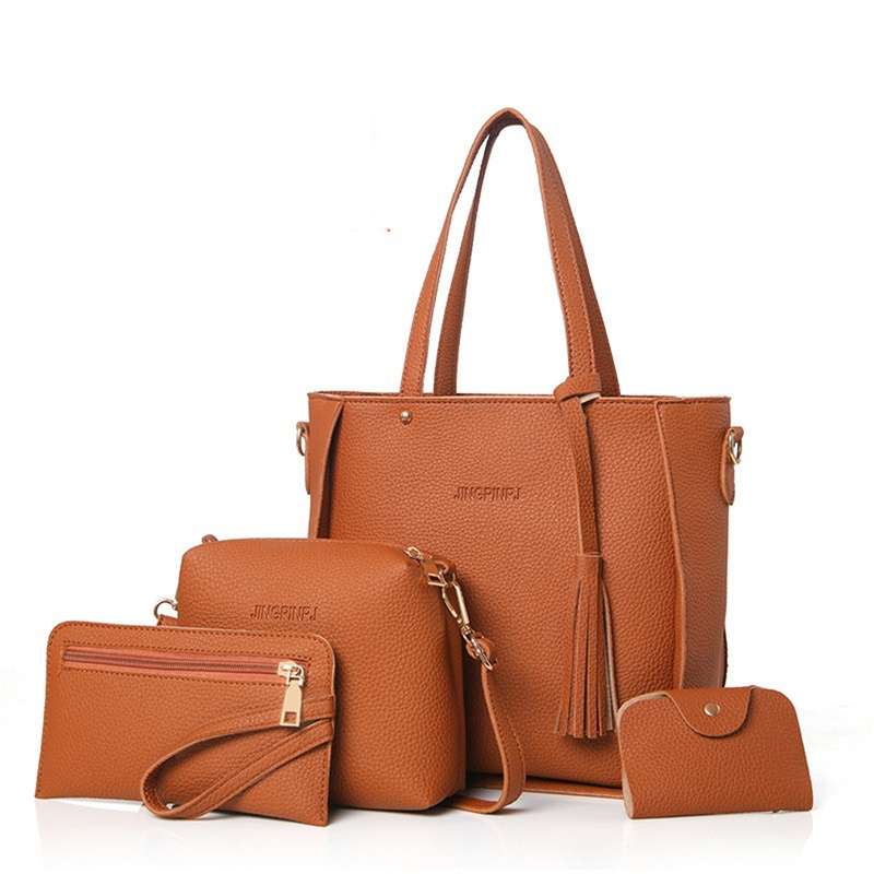 4pcs Set Women Shoulder Bag PU Leather Satchel Clutch Handbag Tote