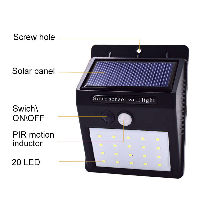 20 LED Solar Light Motion Sensor Waterproof Wireless Solar Power Lamp Outdoor Garden Wall Yard