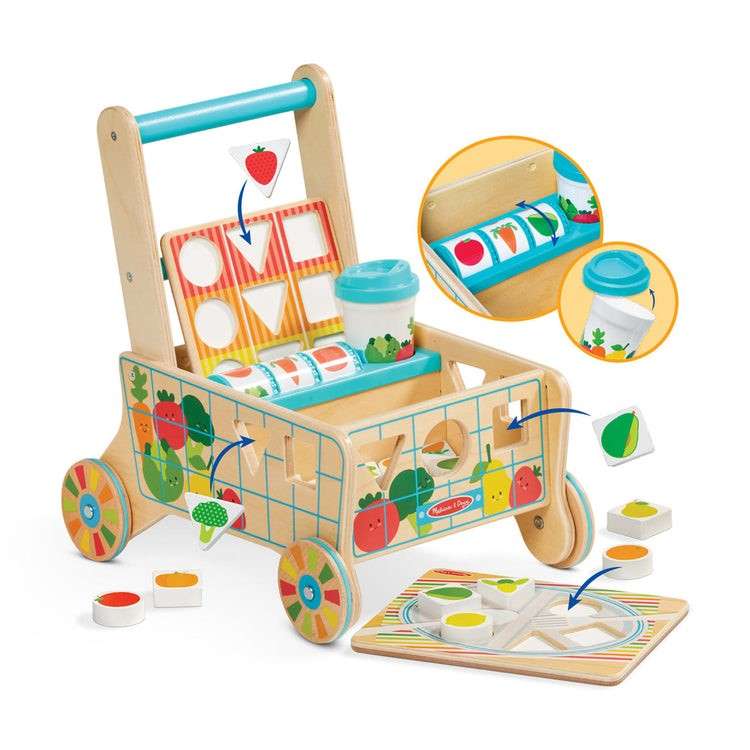 Wooden Shape Sorting Grocery Cart (Pre-Order)