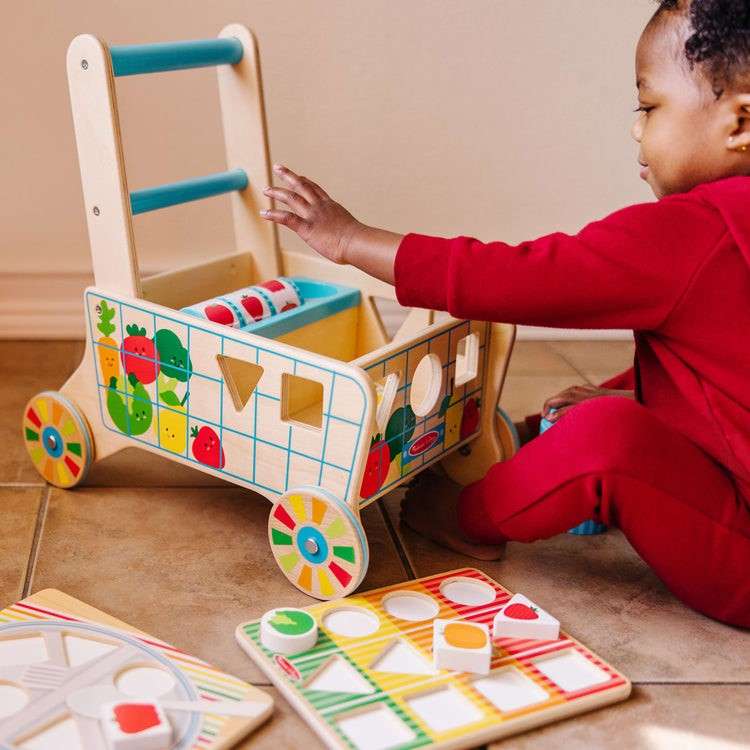 Wooden Shape Sorting Grocery Cart (Pre-Order)
