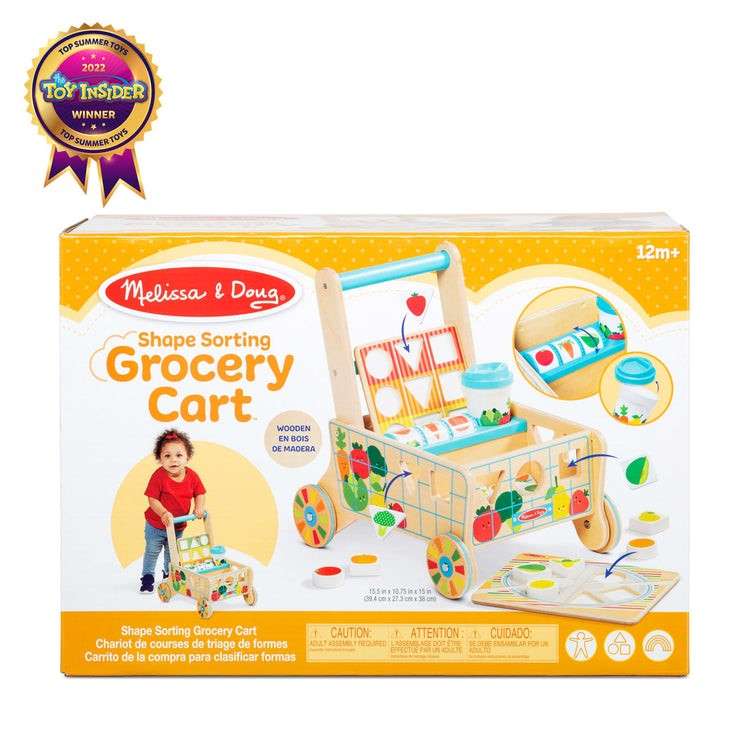 Wooden Shape Sorting Grocery Cart (Pre-Order)