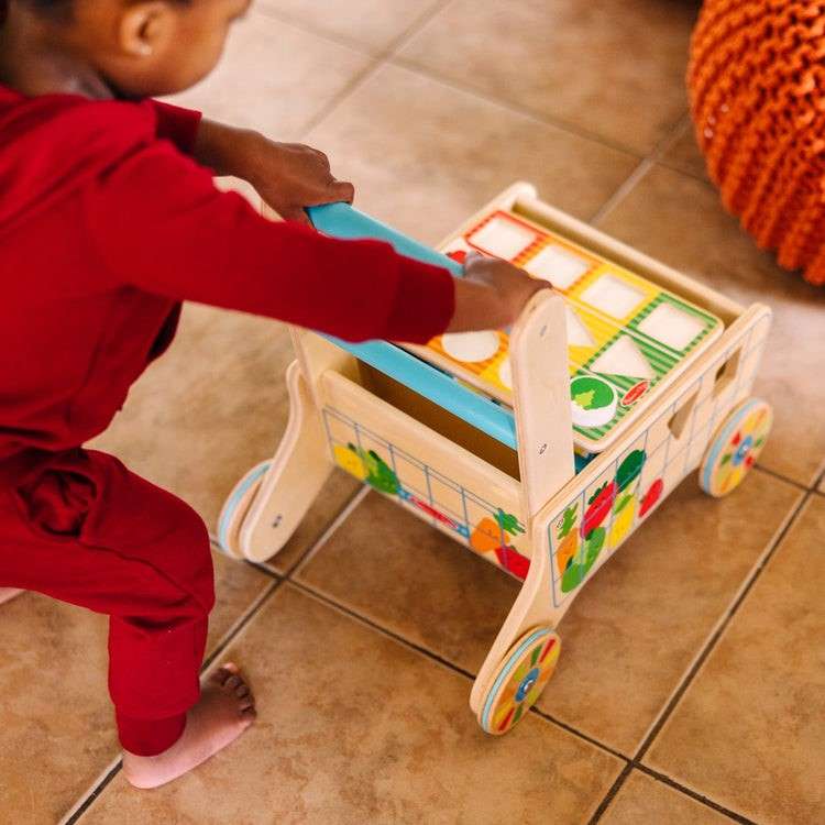 Wooden Shape Sorting Grocery Cart (Pre-Order)