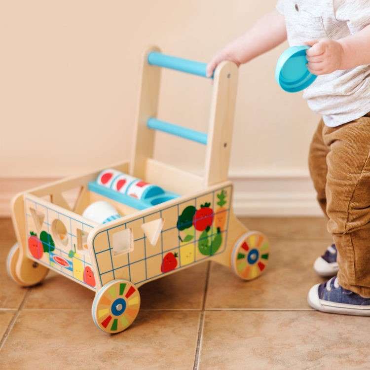 Wooden Shape Sorting Grocery Cart (Pre-Order)