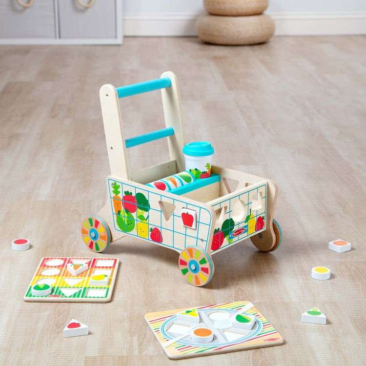 Wooden Shape Sorting Grocery Cart (Pre-Order)