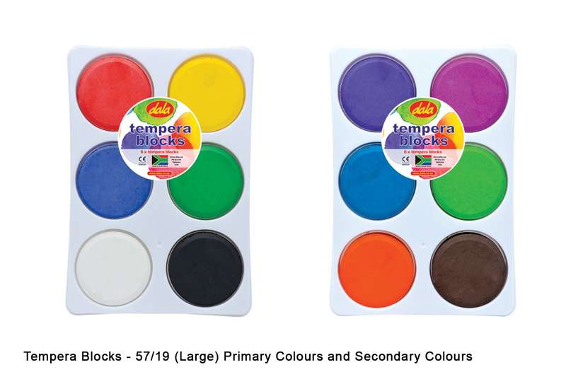 Tempera Blocks / Cakes Large Set of 6 in Tray