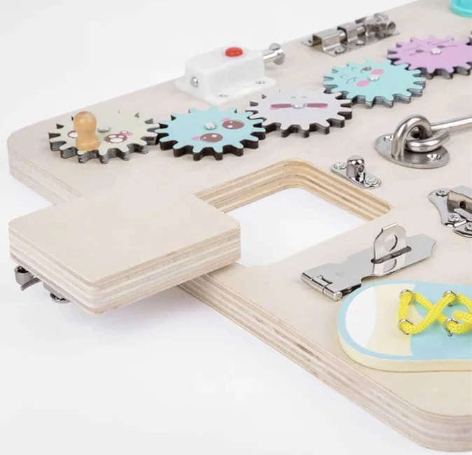 Toddler Wooden Busy Board for 1 Year Old- Montessori Board- Activity Board- Toddler Sensory- Lock...